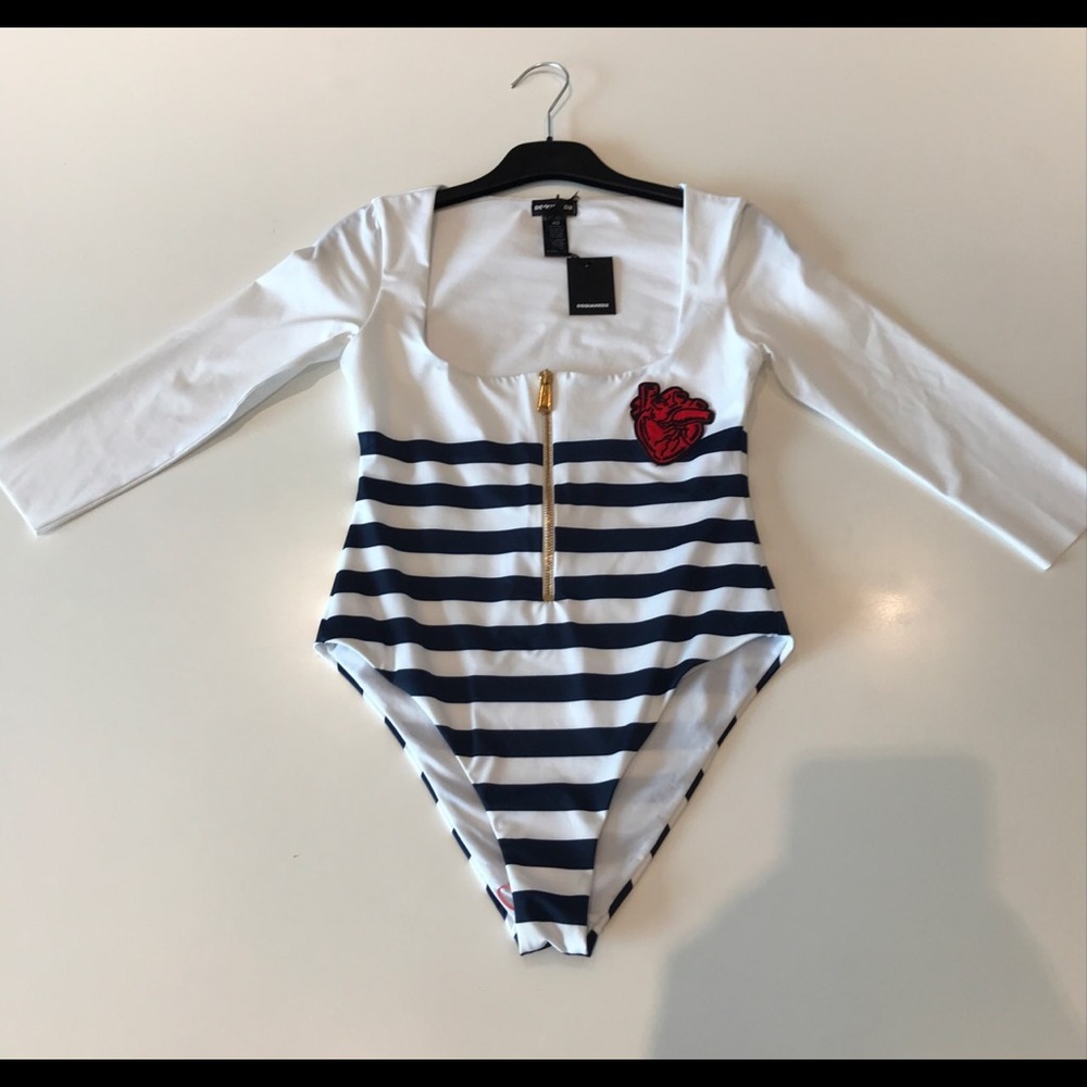 Dsquared One piece swimsuit w/ sleeves and zipper